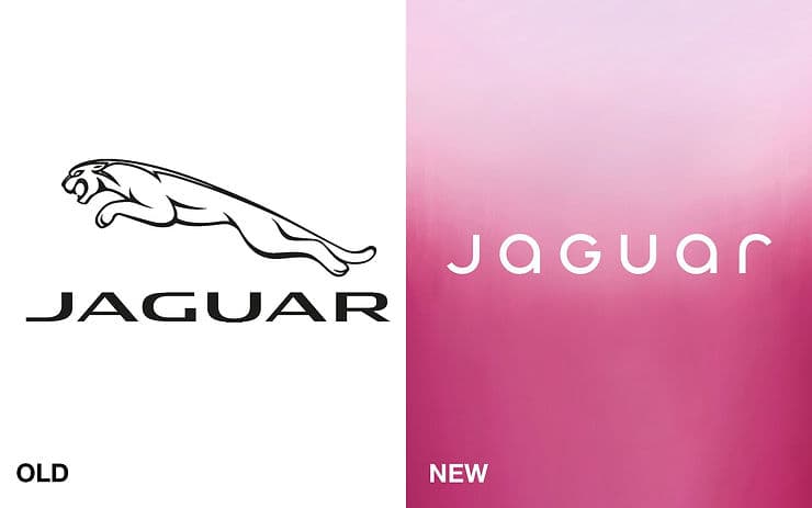 Jaguar's old and new logos side by side