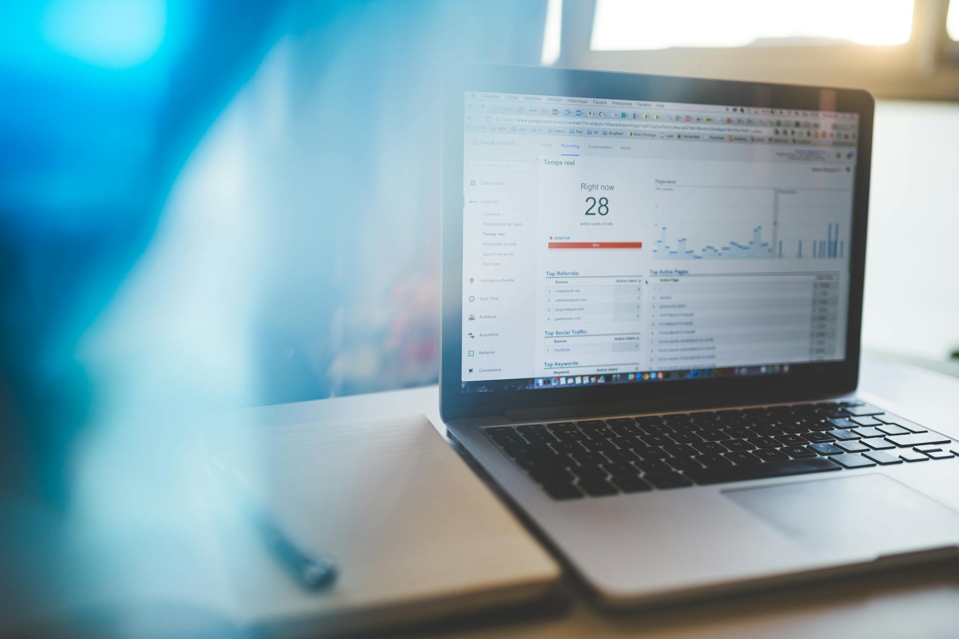 Laptop displaying an analytics dashboard