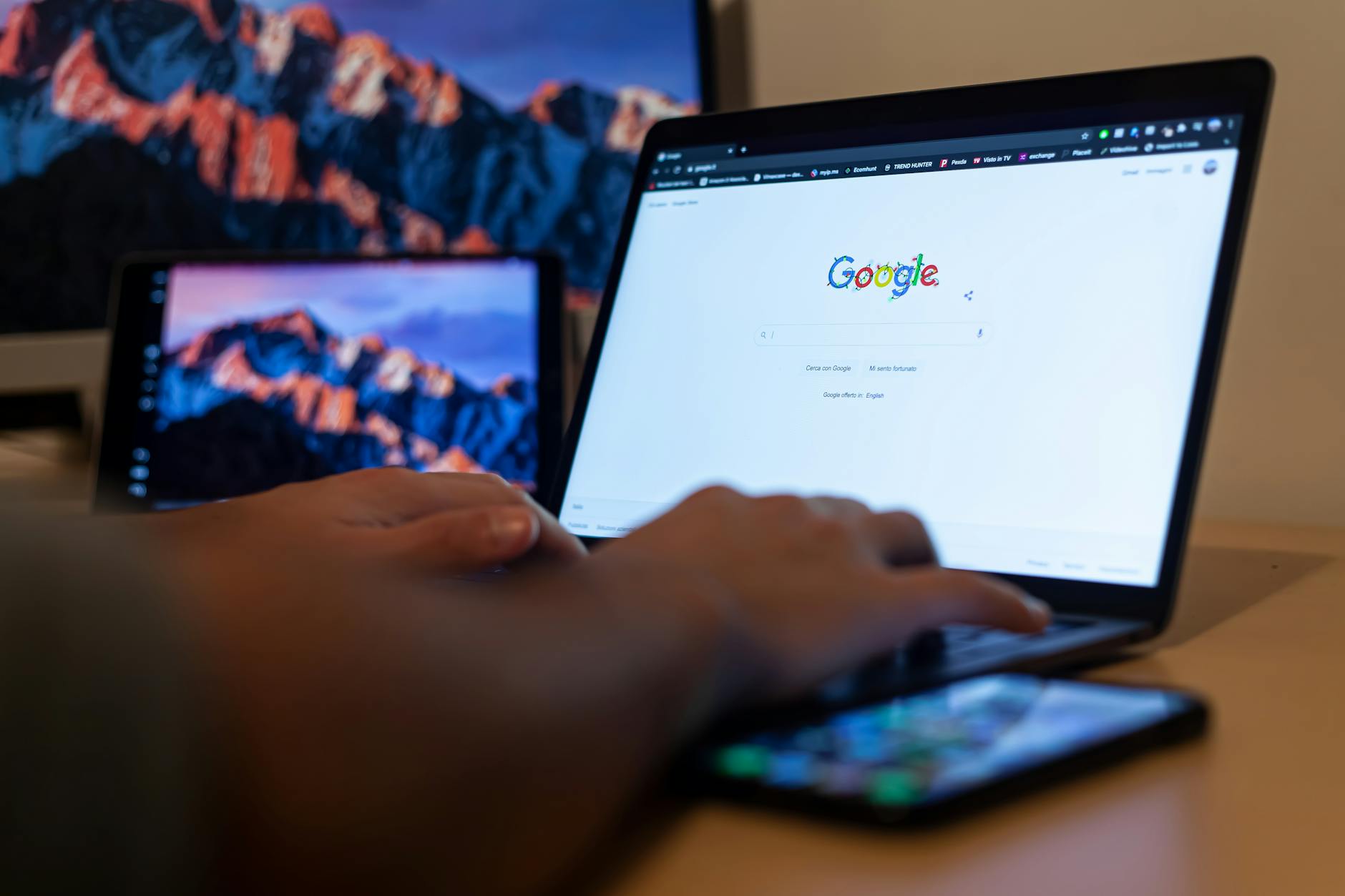 Laptop open to a search engine page