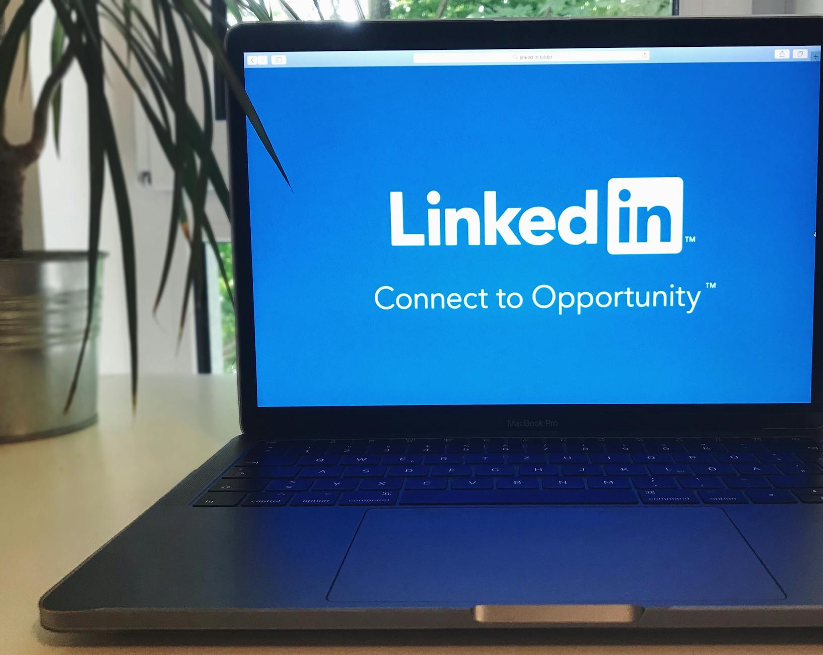 Laptop screen displaying LinkedIn