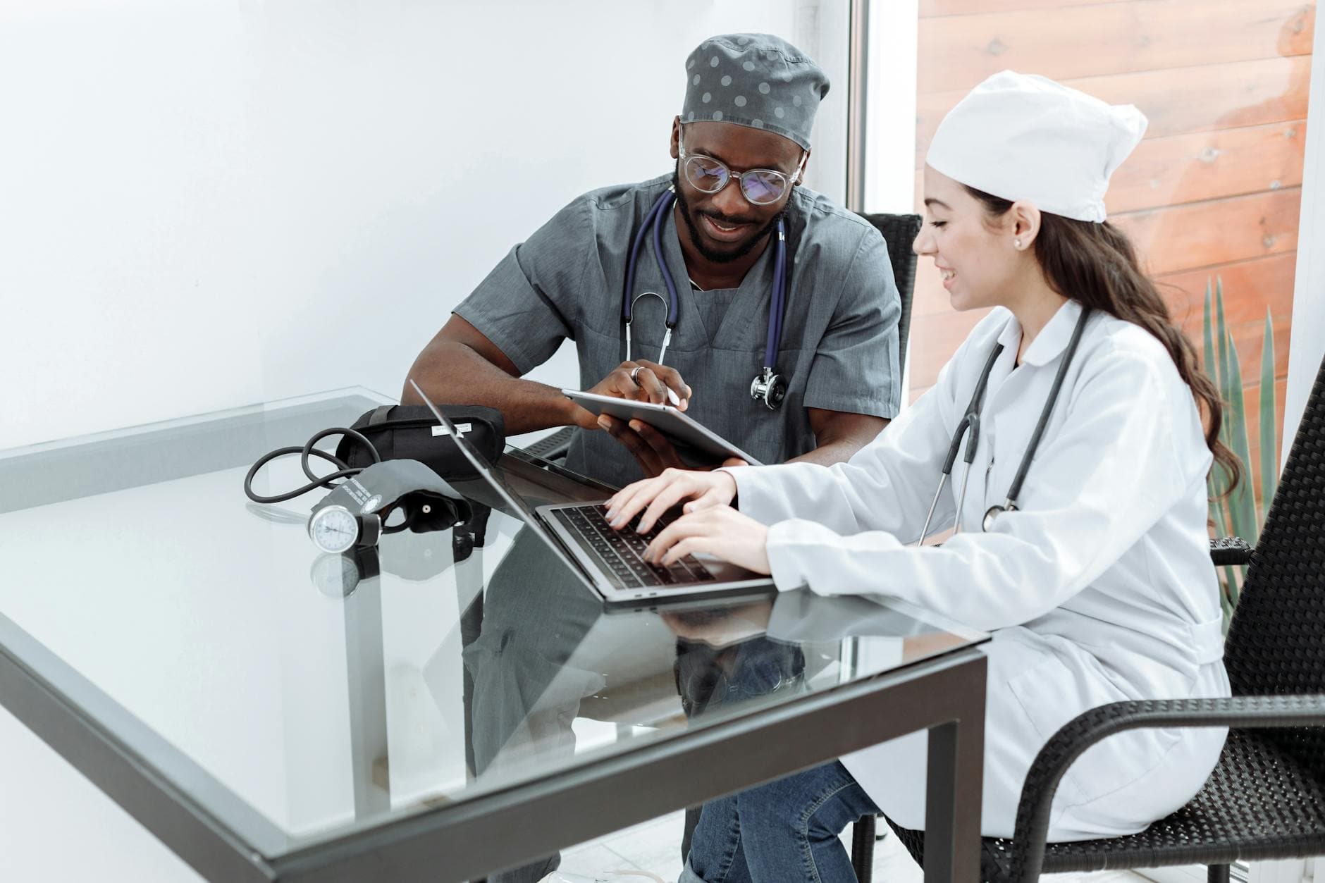 Healthcare professionals reviewing patient records
