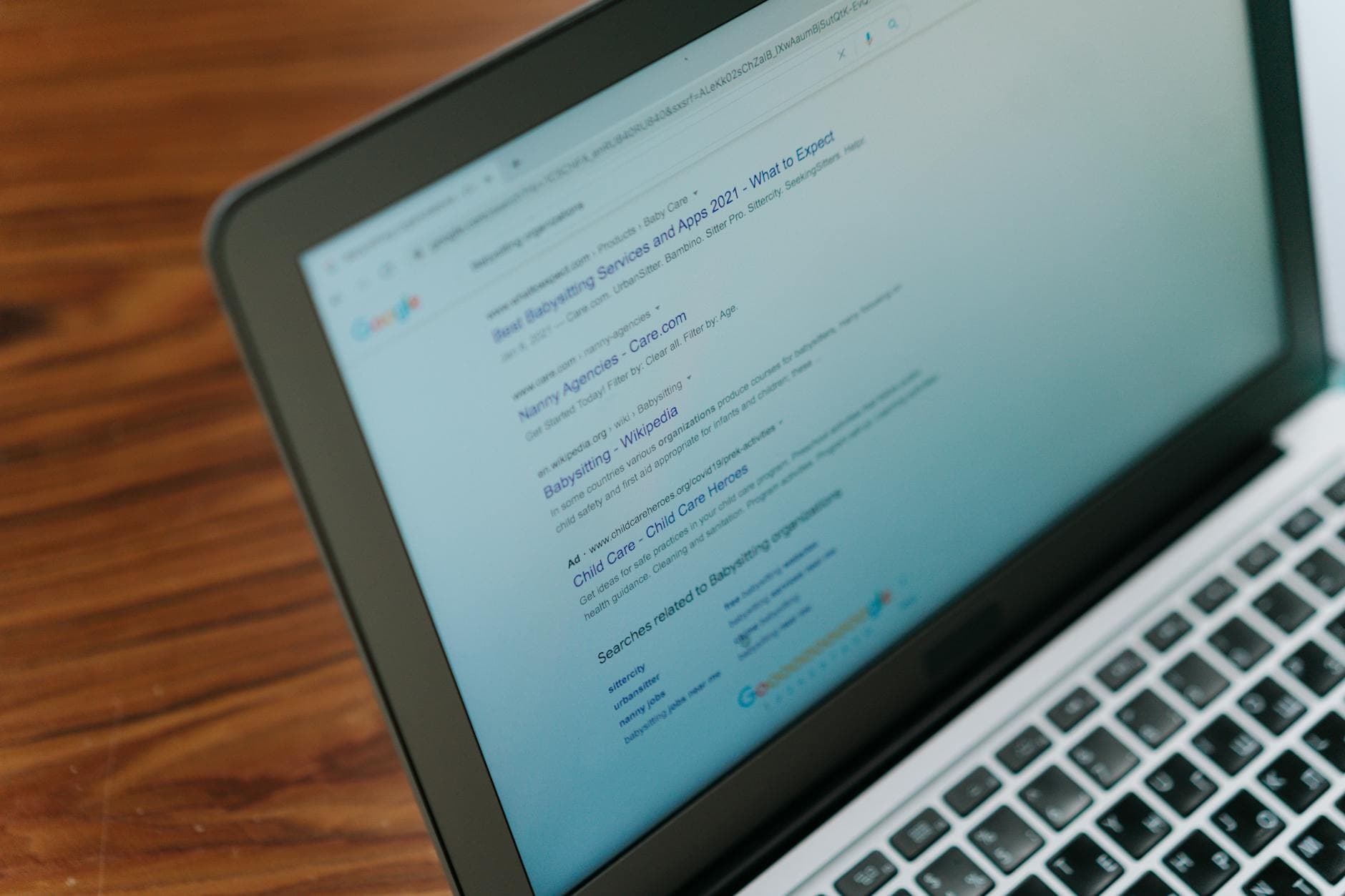 Laptop showing a search engine page