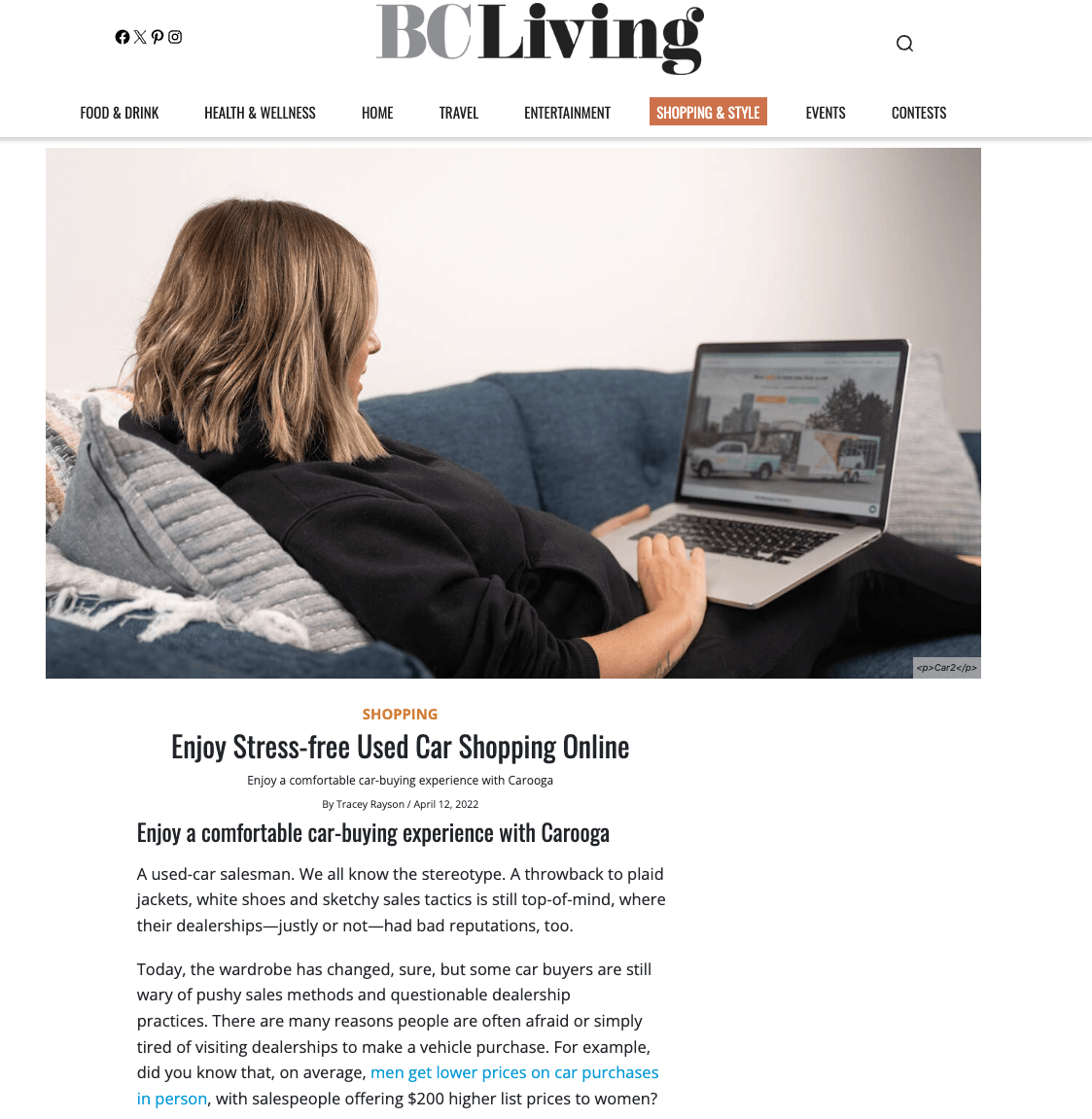BC Living article placement for Carooga