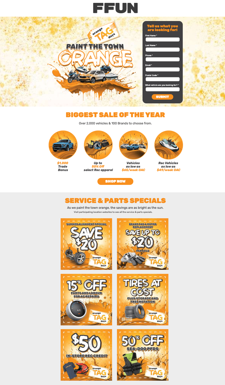 Orange Tag Days landing page and form
