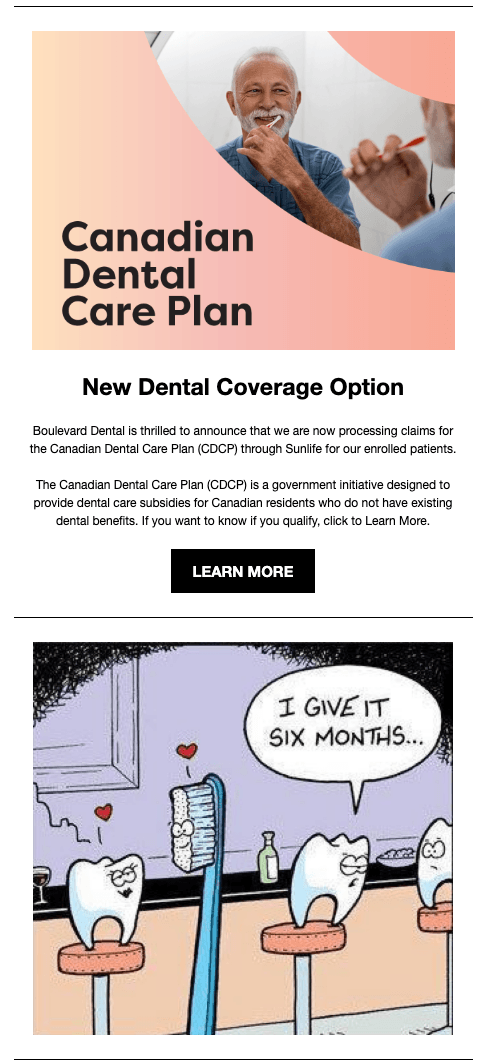 Boulevard Dental email newsletter example 2